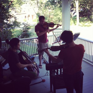 It doesn't get much better than this: an impromptu chamber rehearsal outside with two of my favorite musicians.